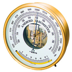 Sato Aneroid Barometer with Glass Thermometer